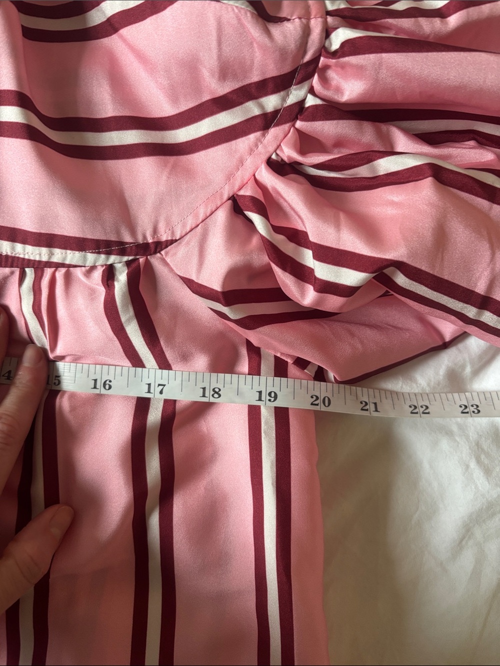 Pernille Rosenkilde for Anthropologie Puff-Sleeve Cropped Blouse, Pink Stripe, S - Picture 6 of 9